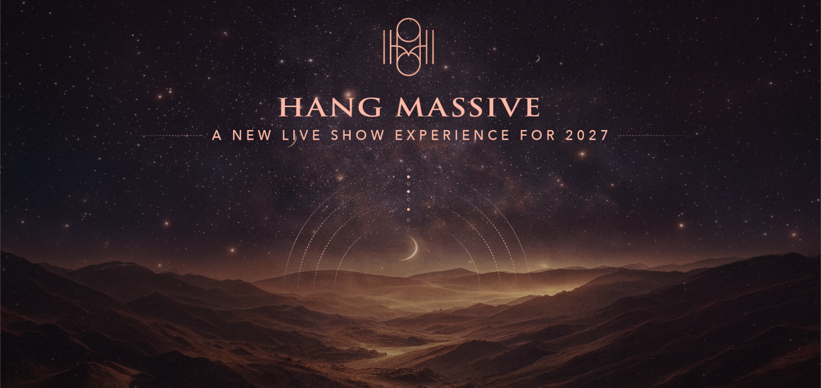 Background featuring a starry sky and the moon, with gold lettering